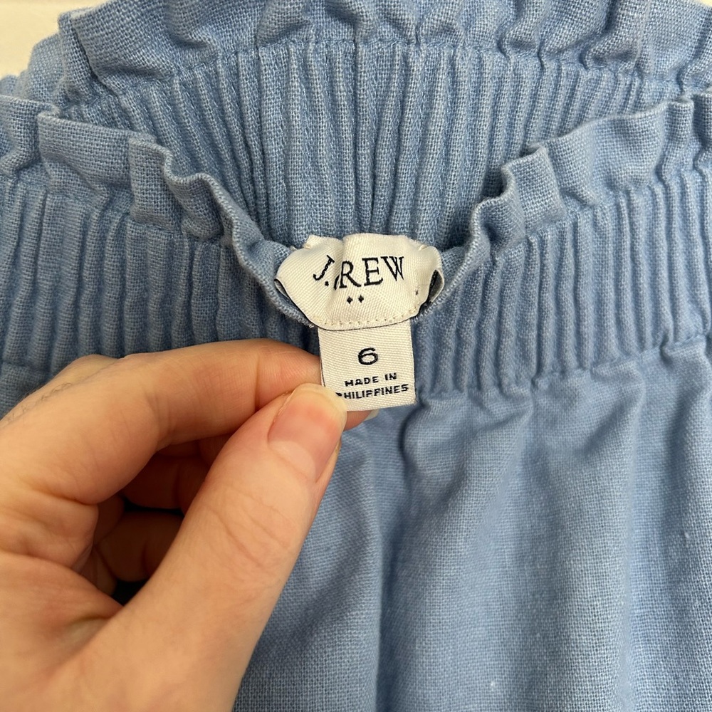 J. Crew Factory Linen Cotton Blend Blue Skirt Size 6 - Picture 2 of 6